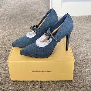 StyleFlex Pointed Toe Heeled Platform Pumps w/ Removable Strap